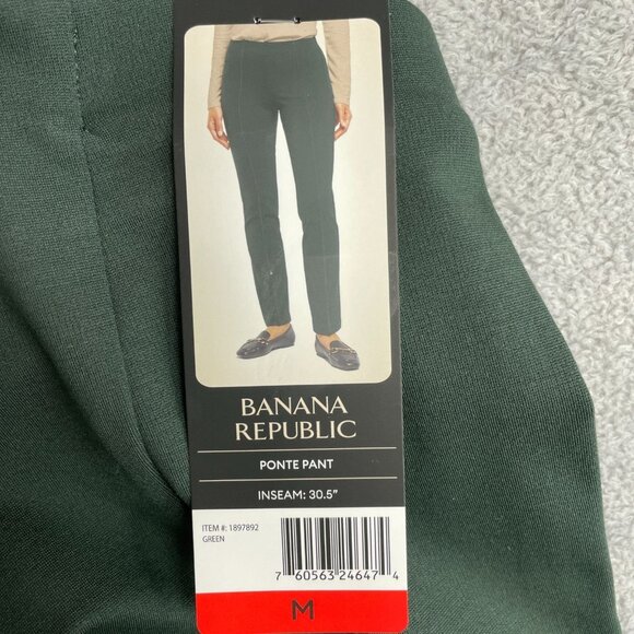 NEW Banana Republic Women's M Green Ponte Pants Slim Fit Pullon M0467 - Picture 7 of 11
